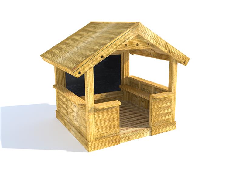 Technical render of a Small Playhouse with Walls, Chalkboard and Benches OLD